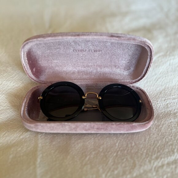 MIU MIU 49 MM ROUND RETRO SUNGLASSES - Picture 7 of 7